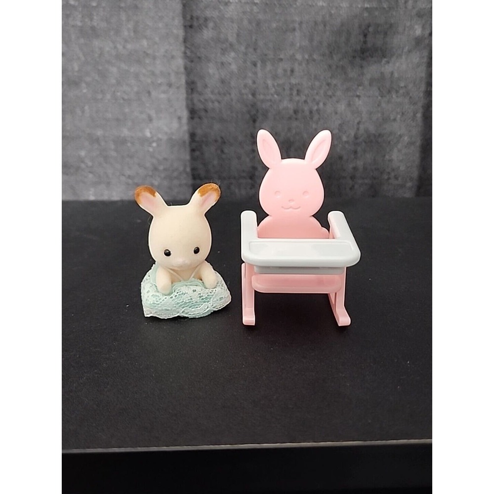 Japan Sylvanian Families CHOCOLATE RABBIT Dollhouse Miniature Figure Highchair